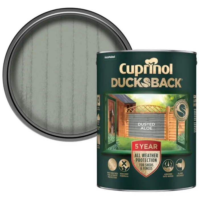 Cuprinol 5 Year Ducksback Fence & Shed Treatment - Dusted Aloe 1