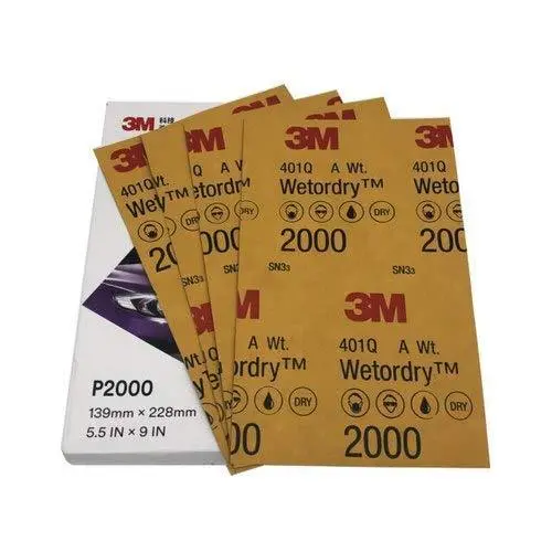 3M 401Q - Abrasive Sheet - 2000 Grit - 5.5 Inch X 9 Inch Pack Of 3 Sheets 1