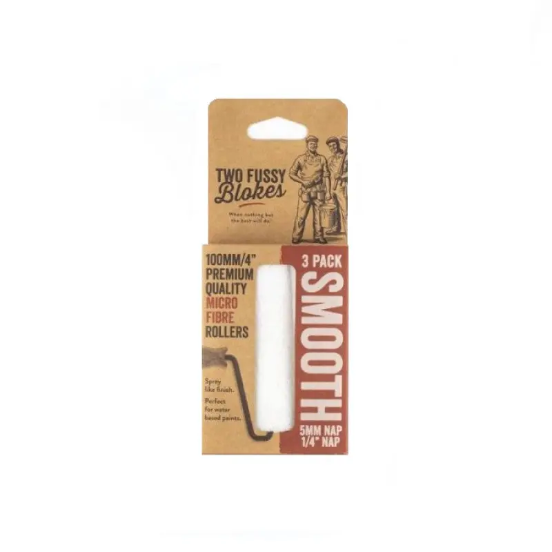 Two Fussy Blokes Microfibre Mini 4" Smooth Paint Rollers - 3 Pack 1
