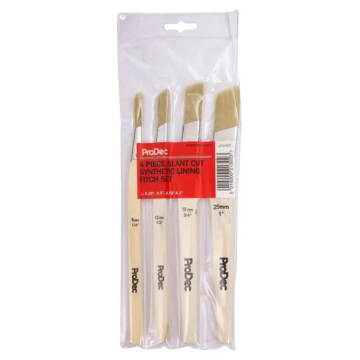 Prodec Slant Cut Synthetic Lining Fitch Brush Set - 4 Pack 1
