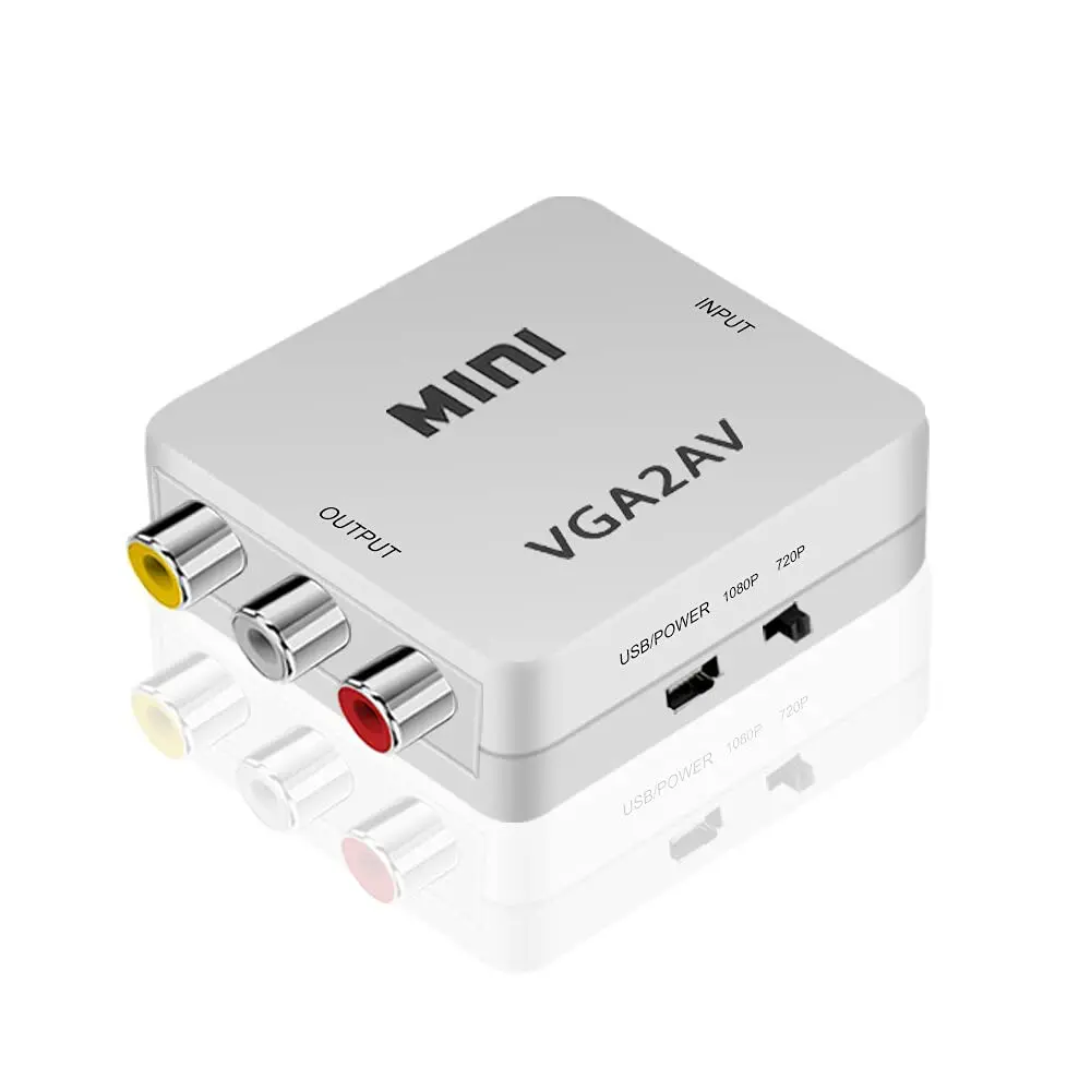 Mini Vga To Av Converter 1080P With 3.5Mm Audio Vga2av/Cvbs+Audio Convertor For Hdtv Pc 1
