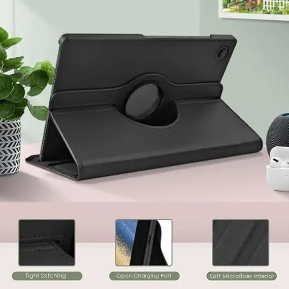 Dealsplant Synthetic Leather 360 Rotating Flip Back Cover Case For Samsung Galaxy Tab A9 Plus (Black) 1