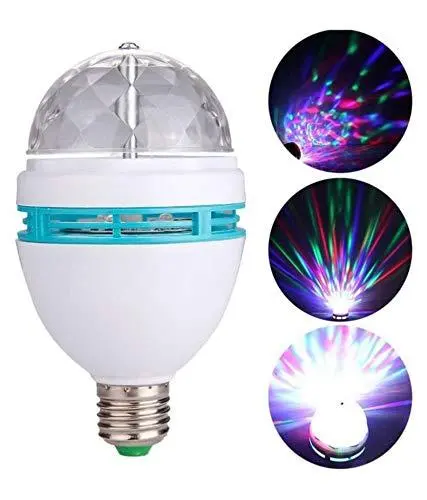 Dealsplant 360 Degree Led Crystal Rotating Bulb Magic Disco Led Rotating Bulb Light Lamp For Party/Home/Diwali Decoration Multicolor 1