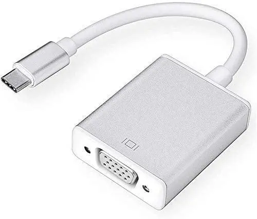 Frackson Genuine Usb Type C To Vga Usb 3.1 Adapter 1080P Converter For Mac Book Series, Chrome Book Pixel, Surface Book And More- Silver 1