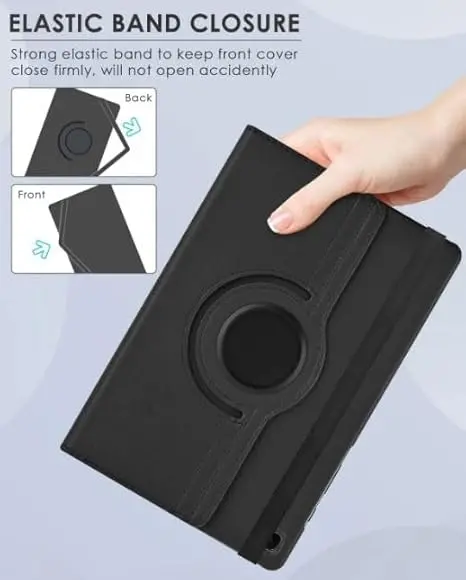 Dealsplant Synthetic Leather 360 Rotating Flip Back Cover Case For Samsung Galaxy Tab A9 Plus (Black) 2
