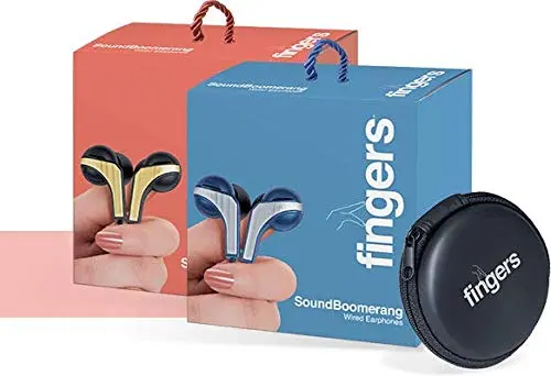 Fingers Soundboomerang Wired Earphones For Exceptional Audio Experience (With Golden L-Pin Connector And Free Zip Carry Case) 1