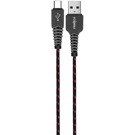 Frontech 12W / 2.4A Fast Charging 1M Braided Usb To Type-C Data Cable For Smartphones 1