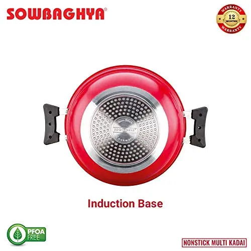 Sowbaghya Non Stick Induction Base Multi Kadai (2 Idli Plates + 1 Steamer Plate) (Dia: 250Mm) (Thickness: 3Mm) (3Ltr) | All-In-One Idli Cooker Multi Kadhai Steamer | Idli Maker With Steamer 1