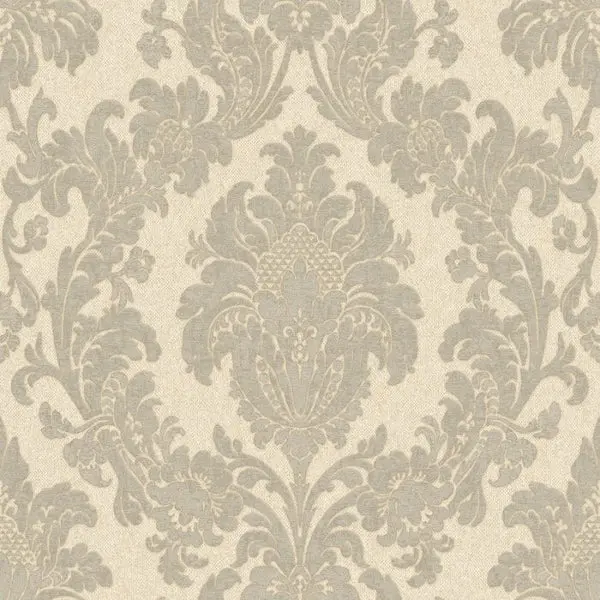 Ciara Glitter Damask Wallpaper - Soft Silver Sample 1