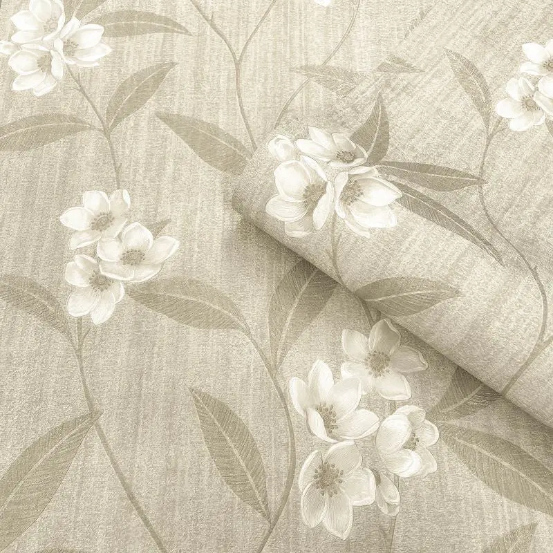 Giovanna Floral Wallpaper Cream Beige Sample 1