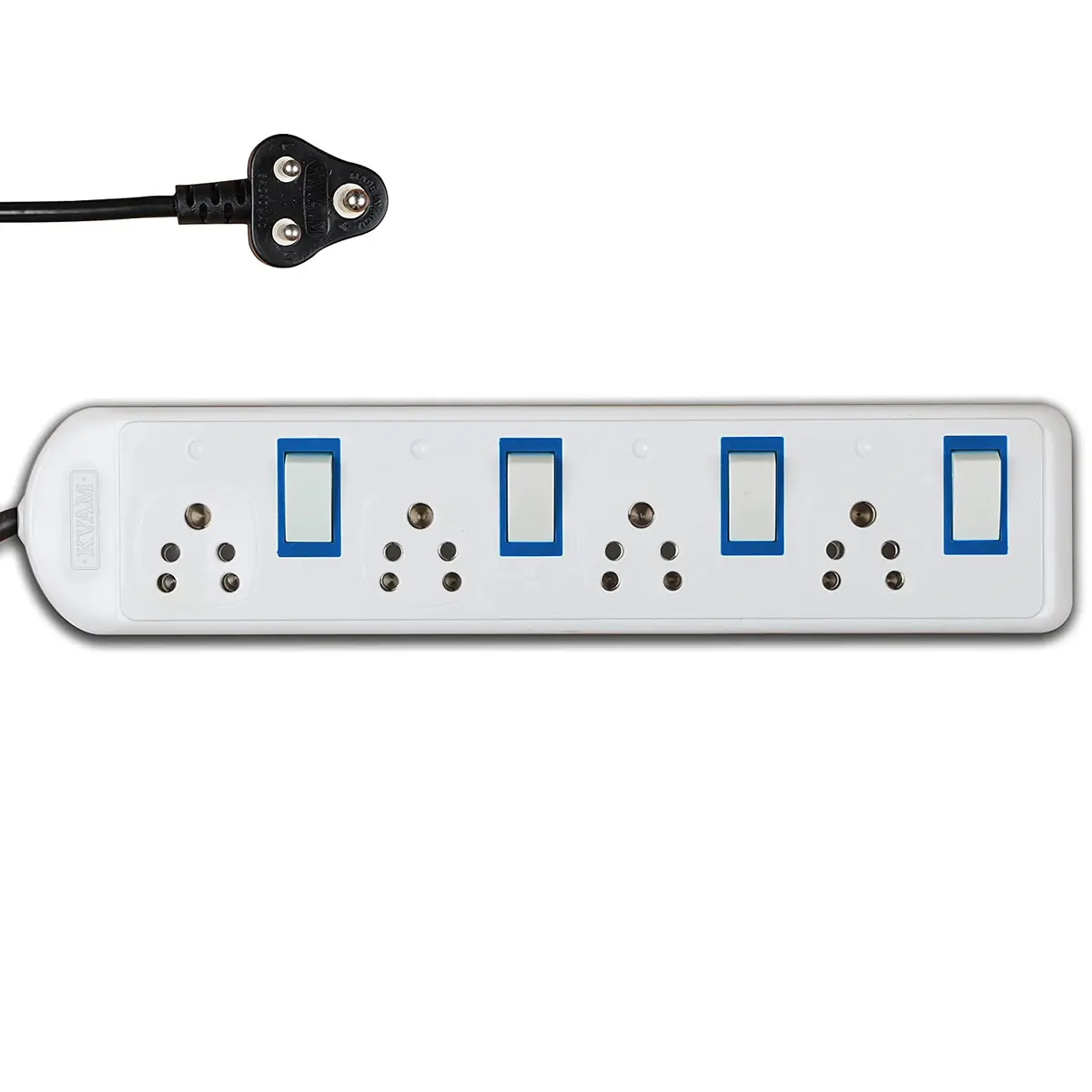 Kvam Thunder 4+4 Extension Cord || 4 Individual Spacious Switches & Sockets || Fuse/ Surge Protector 1