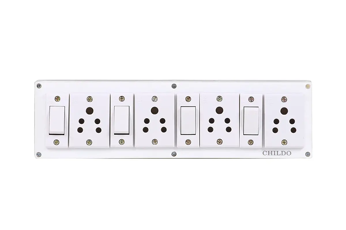 Kvam 4+4 Extension Board Multi Outlet Electrical Switch Board With 4 Anchor Sockets(5A) And 4 Anchor Switches(5A)-4Mtr Long Wire Power Strip 1