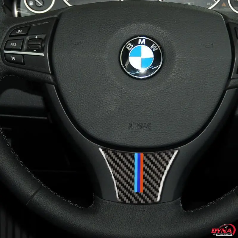 Dynacarbon™️ Carbon Fiber Steering Wheel Trim Overlay Cover For Bmw F10 F11 F07 5 Series 1