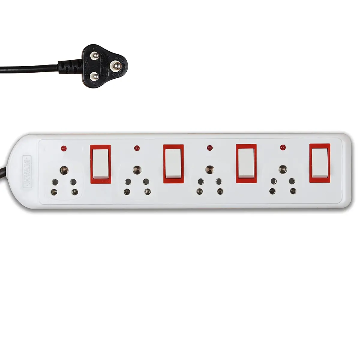 Kvam Wonder 4+4 Extension Cord || 4 Individual Spacious Switches & Sockets || Individual Leds || Fuse/ Surge Protector 1
