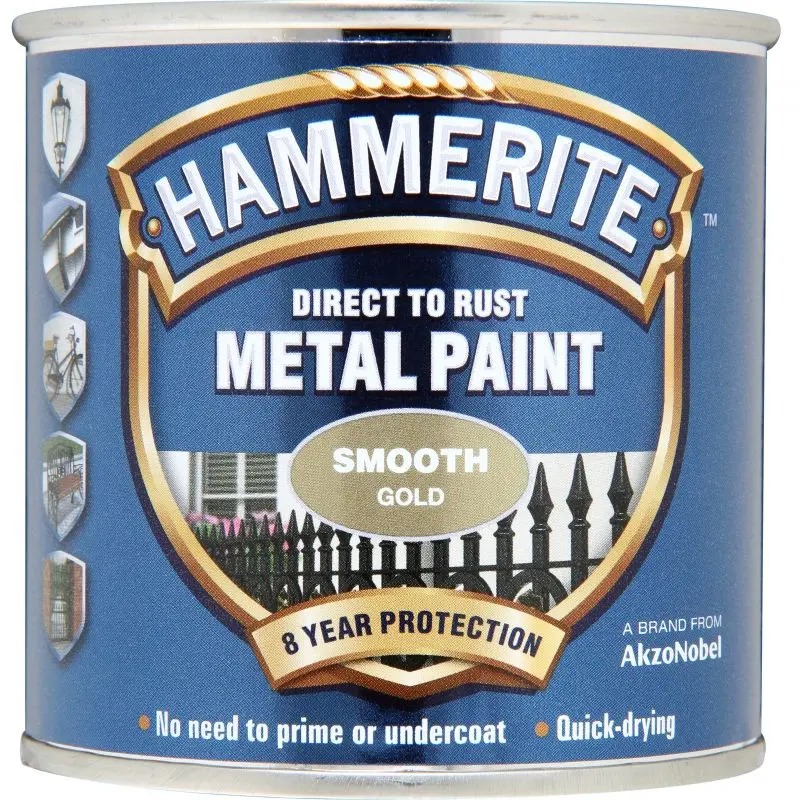Hammerite Metal Paint Smooth - Gold 1
