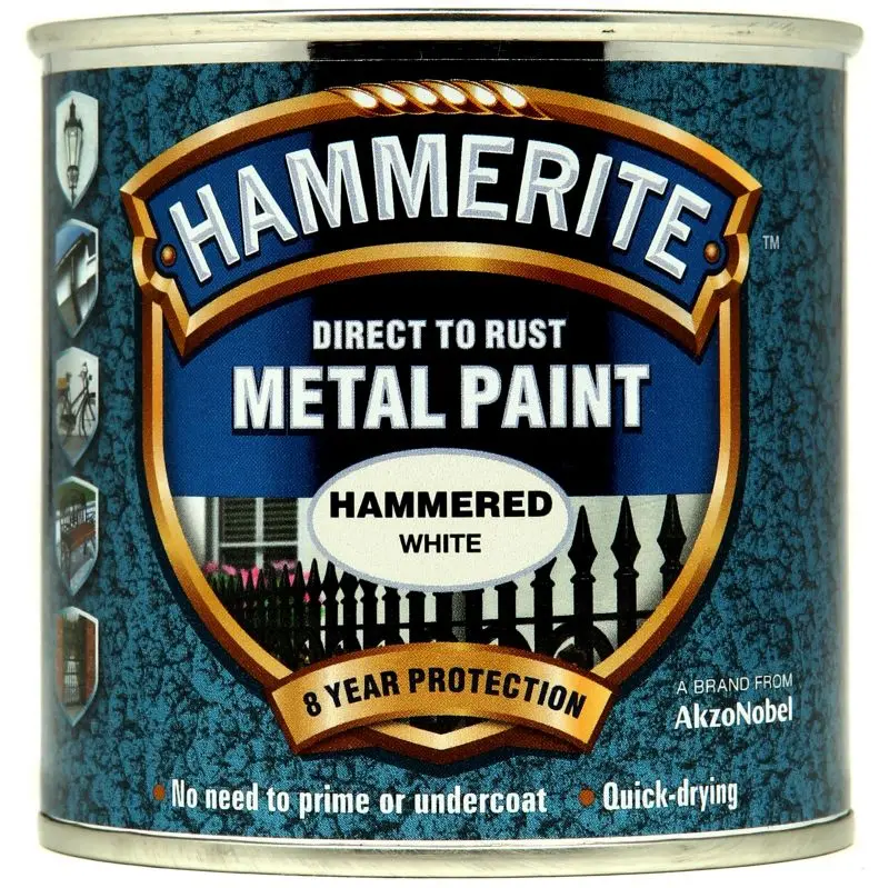 Hammerite Metal Paint - Hammered White 1