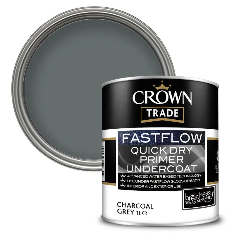 Crown Trade Fastflow Quick Dry Primer Undercoat - Charcoal Grey 1