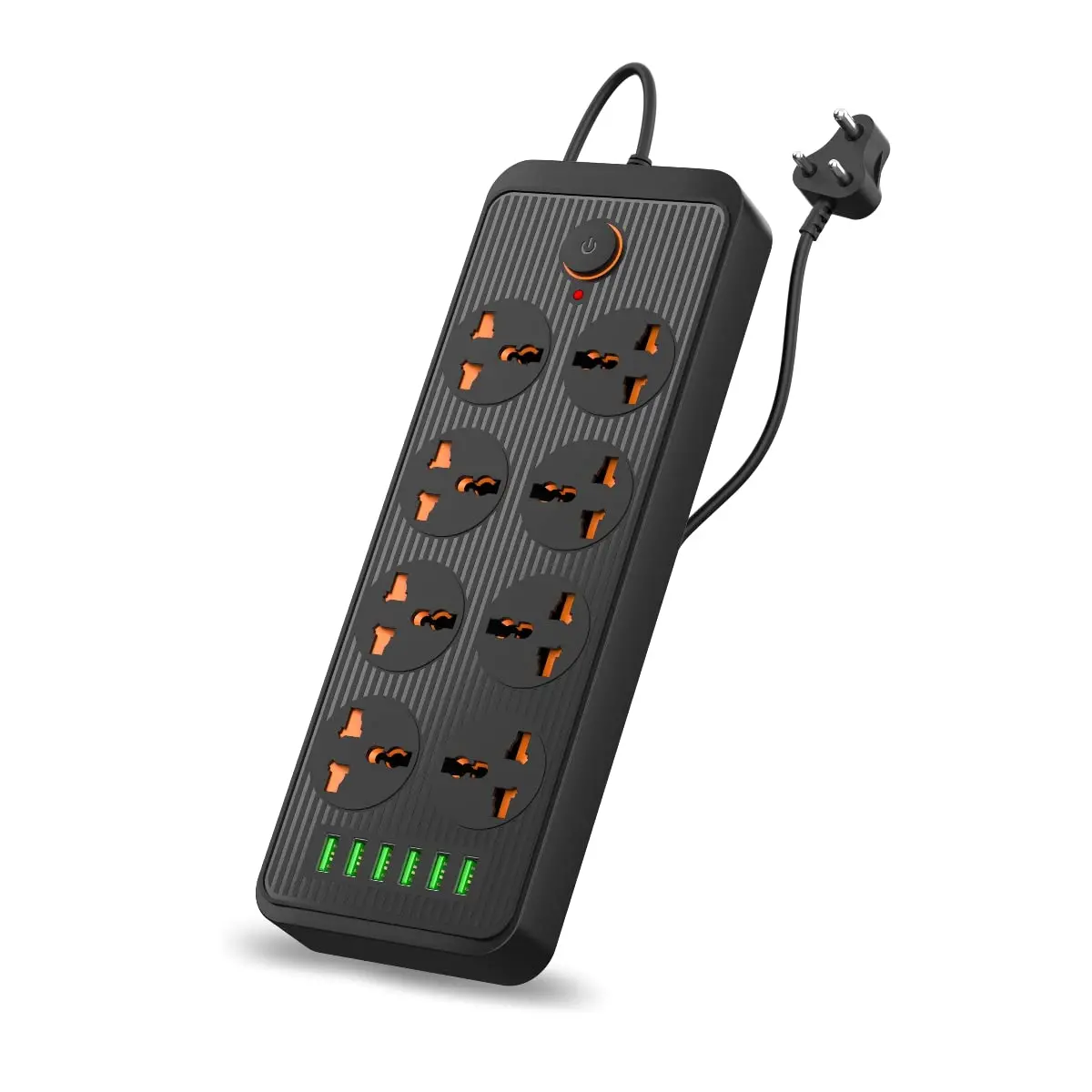 Portronics Power Plate 7 With 6 Usb Port + 8 Power Sockets Power Strip Extension Board With 2500W, 3Mtr Cord Length, 2.1A Usb Output(Black) 1
