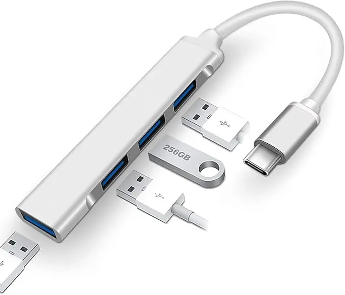 Dealsplant 4 In 1 Portable Usb C Hub (Type-C To 4 Usb-A Ports) With Aluminum Shell, Usb Port Hub 3.0 Compatible For Pc, Tablet, And Smartphone - White 2
