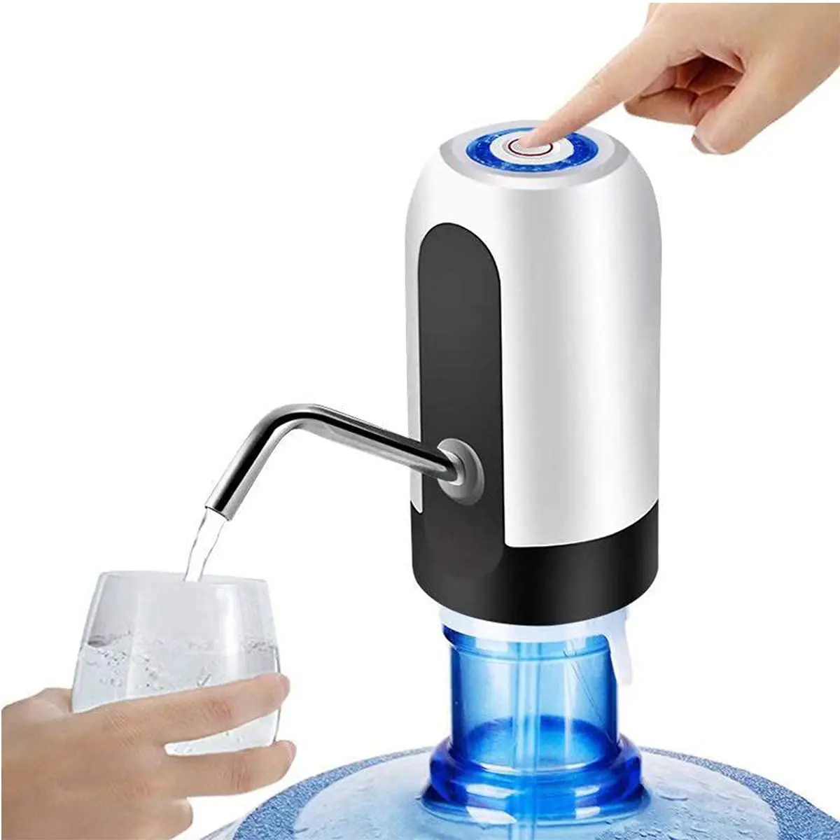Automatic Wireless Portable Mini Rechargeable Water Bottle Can Dispenser Pump Upto 20 Litre Bottle With Usb Charging Cable (Black/White) 1