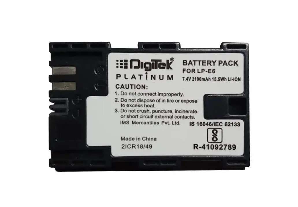 Digitek (Lp-E6 Platinum) 2100Mah Rechargeable Lithium-Ion Battery For Dslr Camera | Compatibility - Eos Sd Mark Iii, Mark Ii, Eos 7D, Eos 6D, 60D, 70D (6 Month Warranty) 2