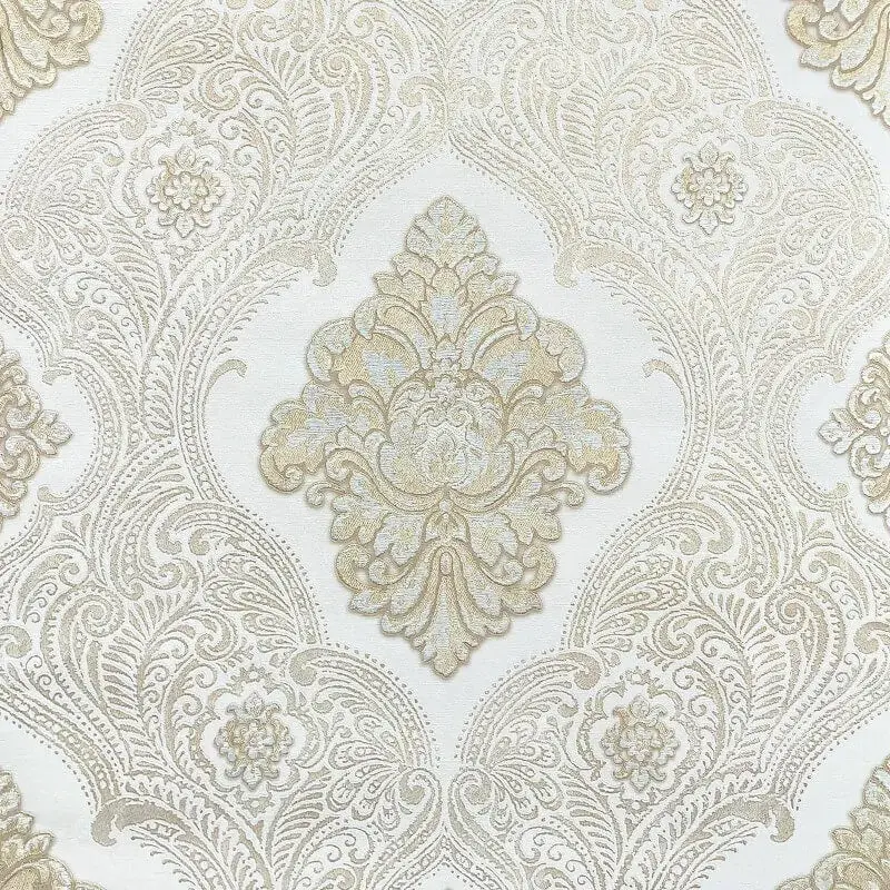 Ravella Damask Wallpaper - Gold Sample 1