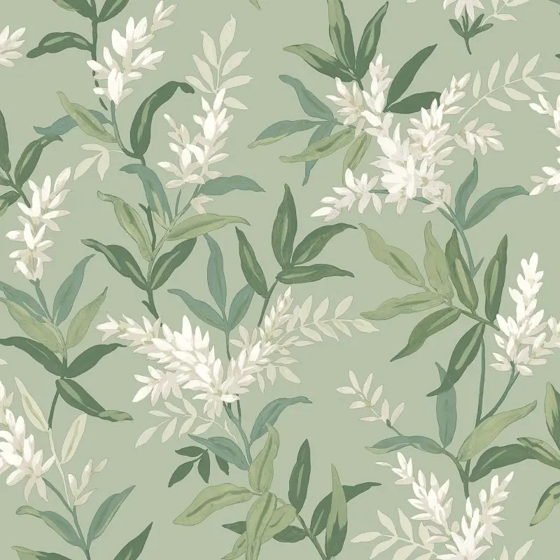 Olivia Floral Wallpaper Sage Sample 1
