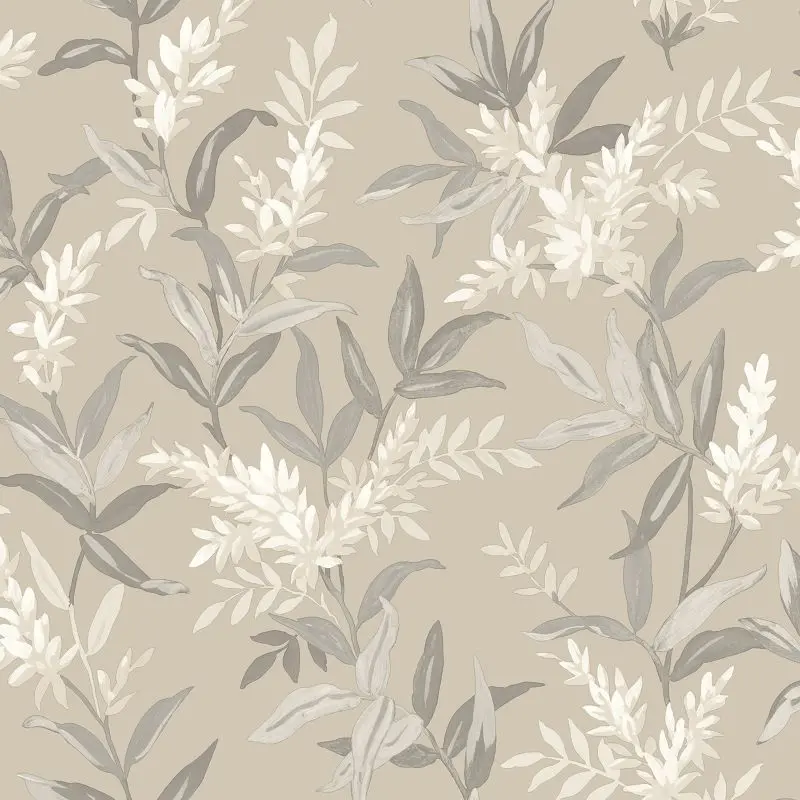 Olivia Floral Wallpaper Beige Sample 1