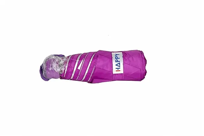 Happy Umbrella Mono Silver 5 Fold Manual Open Men/Women Uv Protection Monsoon/Rainy & Sun Umbrella-Multicolor 1