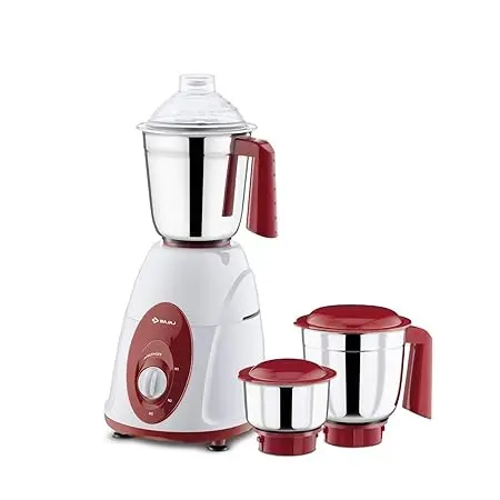 Bajaj Classic Mixer Grinder, 750W, 3 Jars (White And Maroon) 1