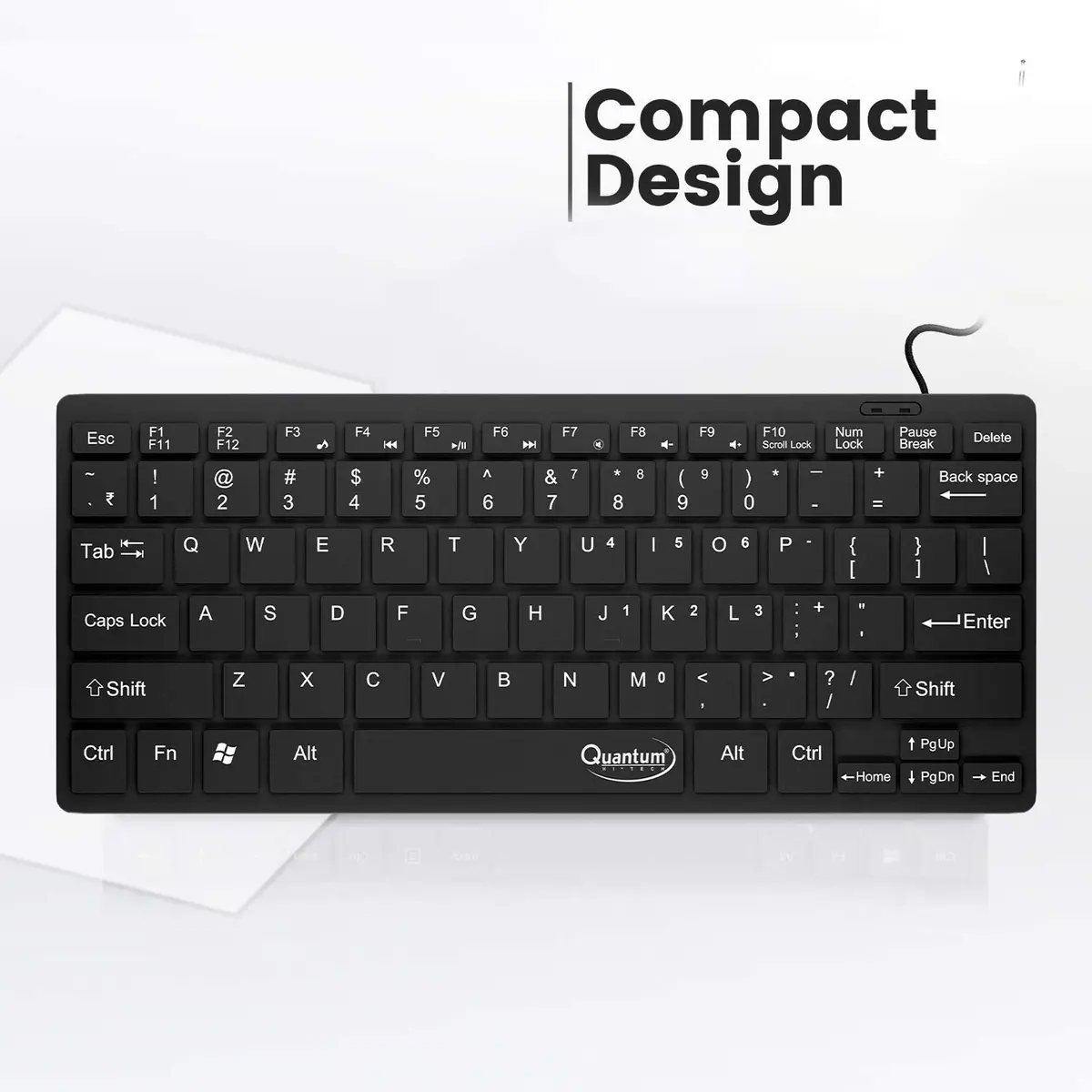 Quantum Qhm7307 Mini Spill-Resistant Usb Wired Slim Keyboard With Chocolate Keys Having 10 Million Keystrokes For Laptop/Desktop (Black) 2