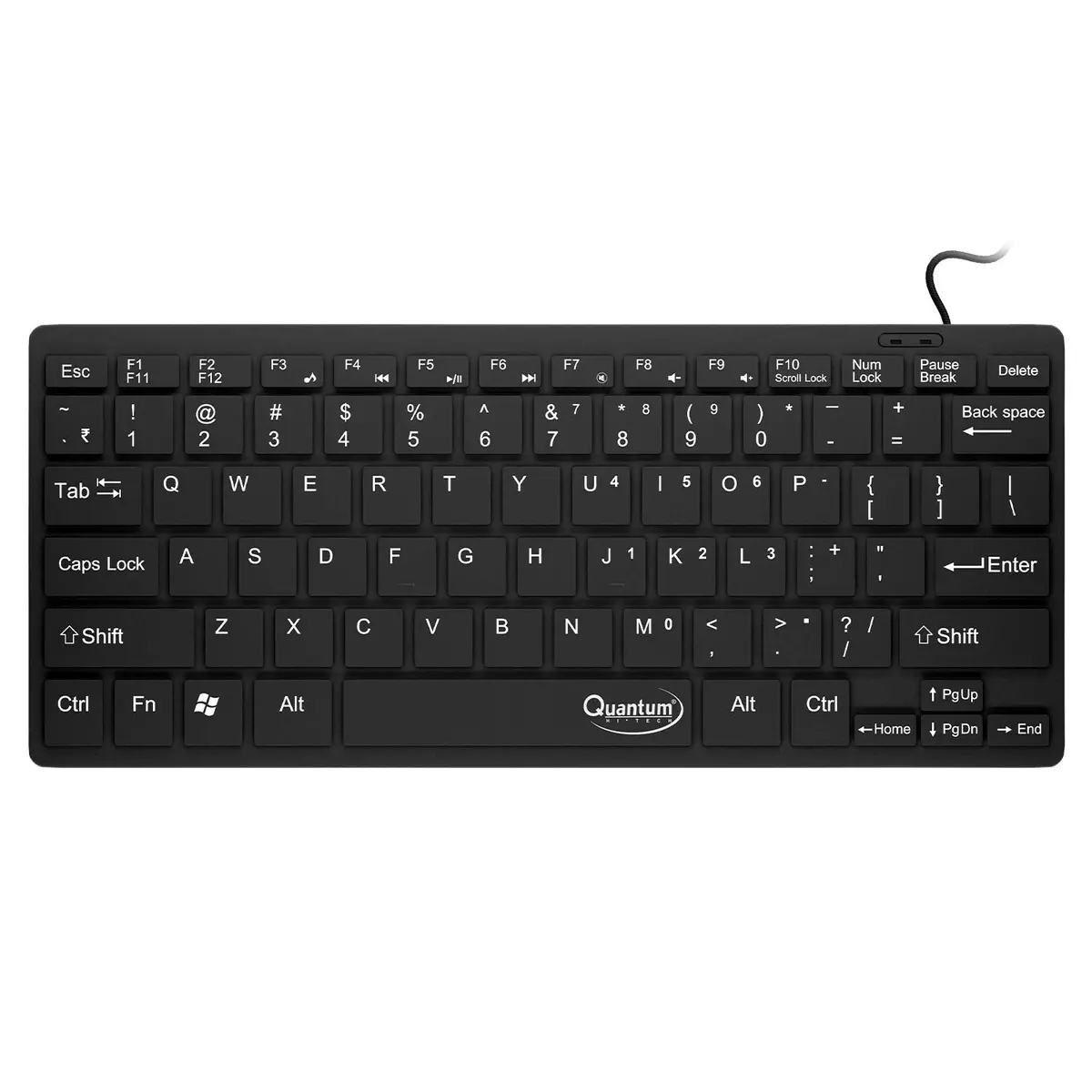 Quantum Qhm7307 Mini Spill-Resistant Usb Wired Slim Keyboard With Chocolate Keys Having 10 Million Keystrokes For Laptop/Desktop (Black) 1