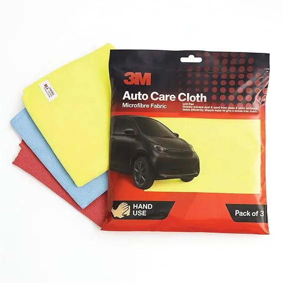3M Car Care Microfiber Cloth Non-Scratching Cloth For Exterior, Interior And Glass Absorbent Microfiber Technology, 200 Gsm(Pack Of 3) 1