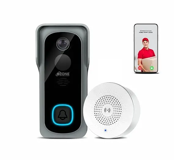 Ozone Smart Video Door Bell Instant Visitor Video Call On Phone| Wireless Video Doorbell Camera Motion Sensor 1080P Camera Works With Alexa & Google Support 128Gb Storage 1