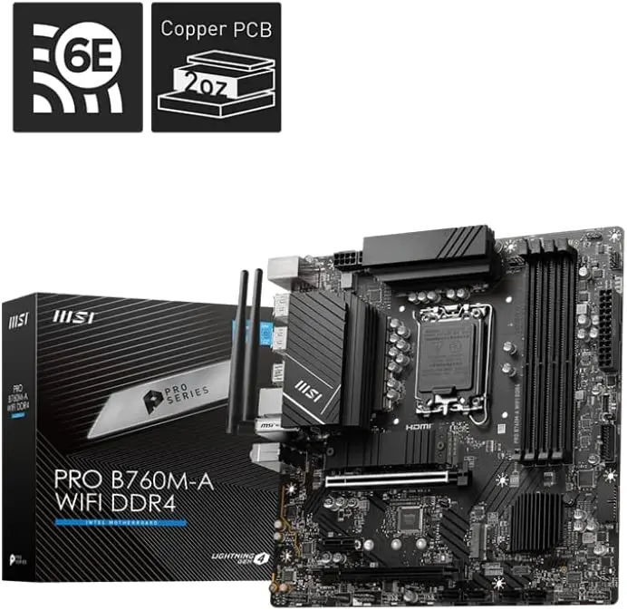 Msi Pro B760m-A Wifi Ddr4 Motherboard Supports 12Th/13Th Gen Intel Core, Pentium Gold, And Celeron Processors 1