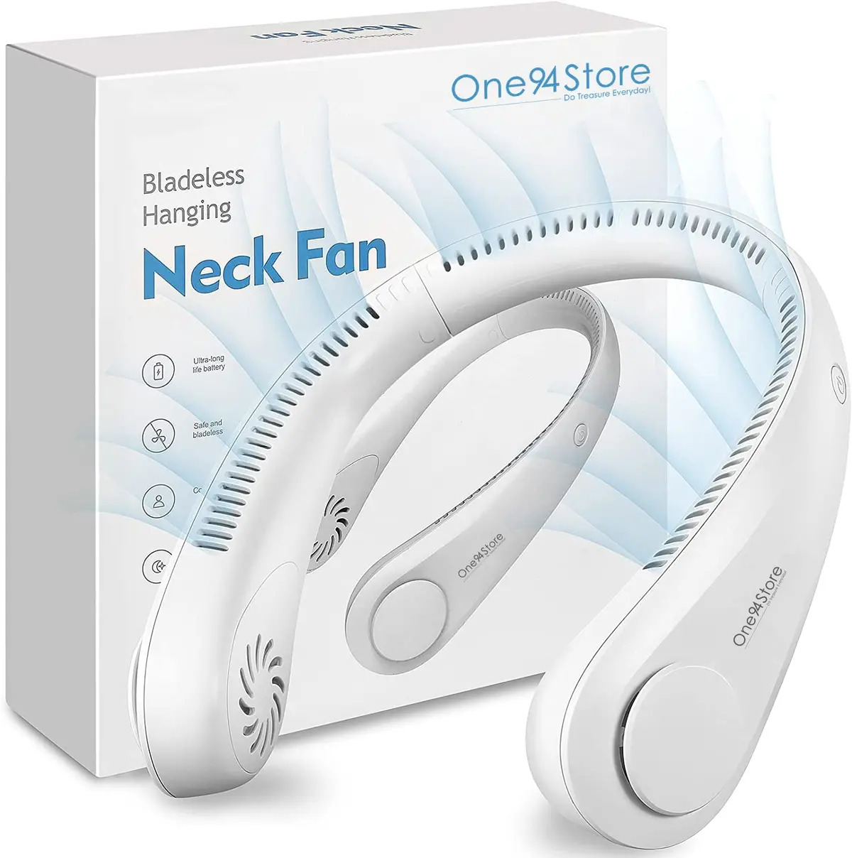 Dealsplant Neck Fan, Rechargeable Hands Free Bladeless Personal Mini Fan, 3 Speeds Modes 48 Air Outlet 1