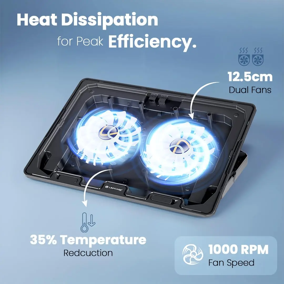 Lapcare Chillmate Laptop Cooler And Stand Dcx-A101 2 Usb Ports With Blue Led 2