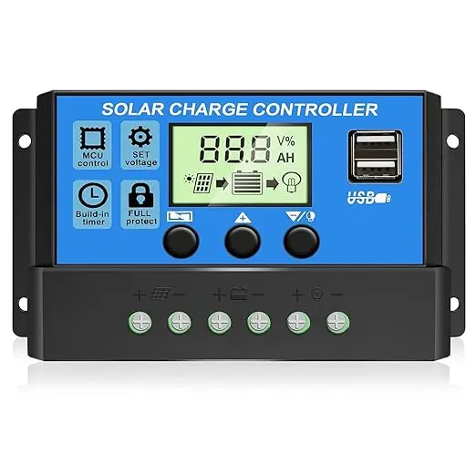 Dealsplant 12V/24V Solar Charge Controller With Digital Display 1