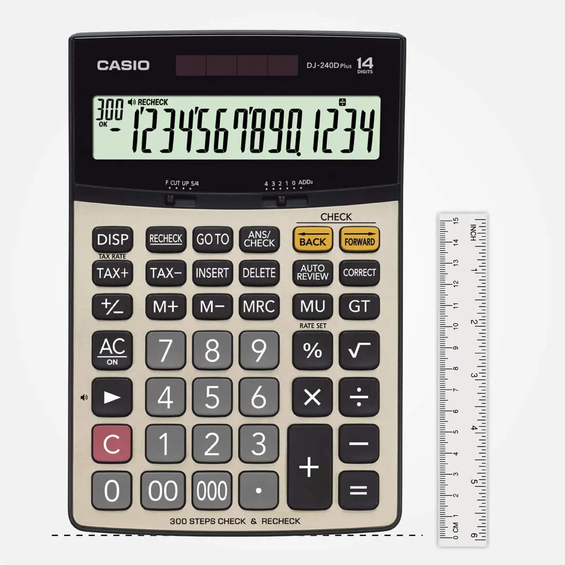 Casio Dj-240D Plus 300 Steps Check And Correct Premium Desktop Calculator With Metallic Faceplate & Bigger Screen/Keys (14 Digit) 1