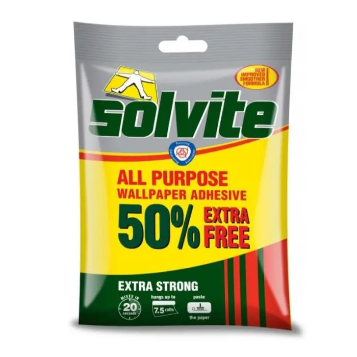 Solvite Extra Strong All Purpose Wallpaper Adhesive (5 Rolls + 50% Free) 1