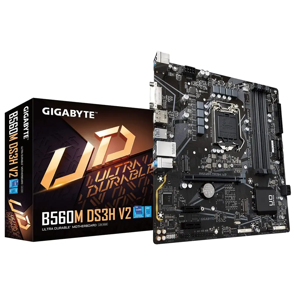 Gigabyte B560m Ds3h V2 (Lga 1200/ Intel/ B560/ Micro-Atx/Dual M.2/ Pcie 4.0/ Usb 3.2 Gen1/ Gbe Lan/Motherboard) 1