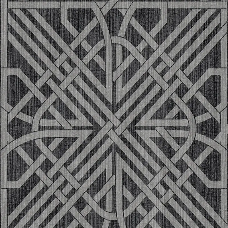 Oria Geometric Printed Glitter Wallpaper - Charcoal/Grey 1