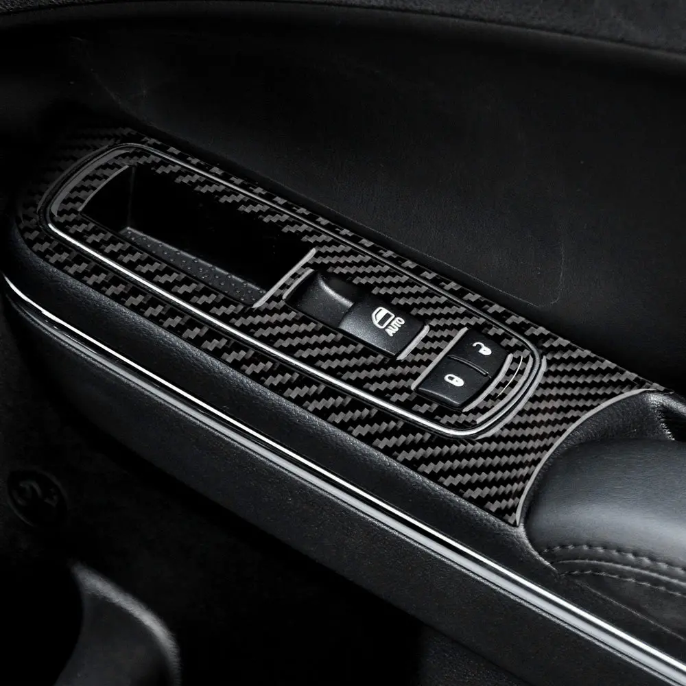 Dynacarbon™️ Carbon Fiber Window Control Panel Trim For Dodge Charger 2015-2023 1