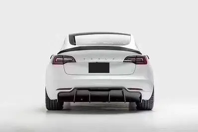 Dynacarbon™ Hard Carbon Fiber Rear Bumper Diffuser Trim For Tesla Model 3 V Type 2017-2023 1