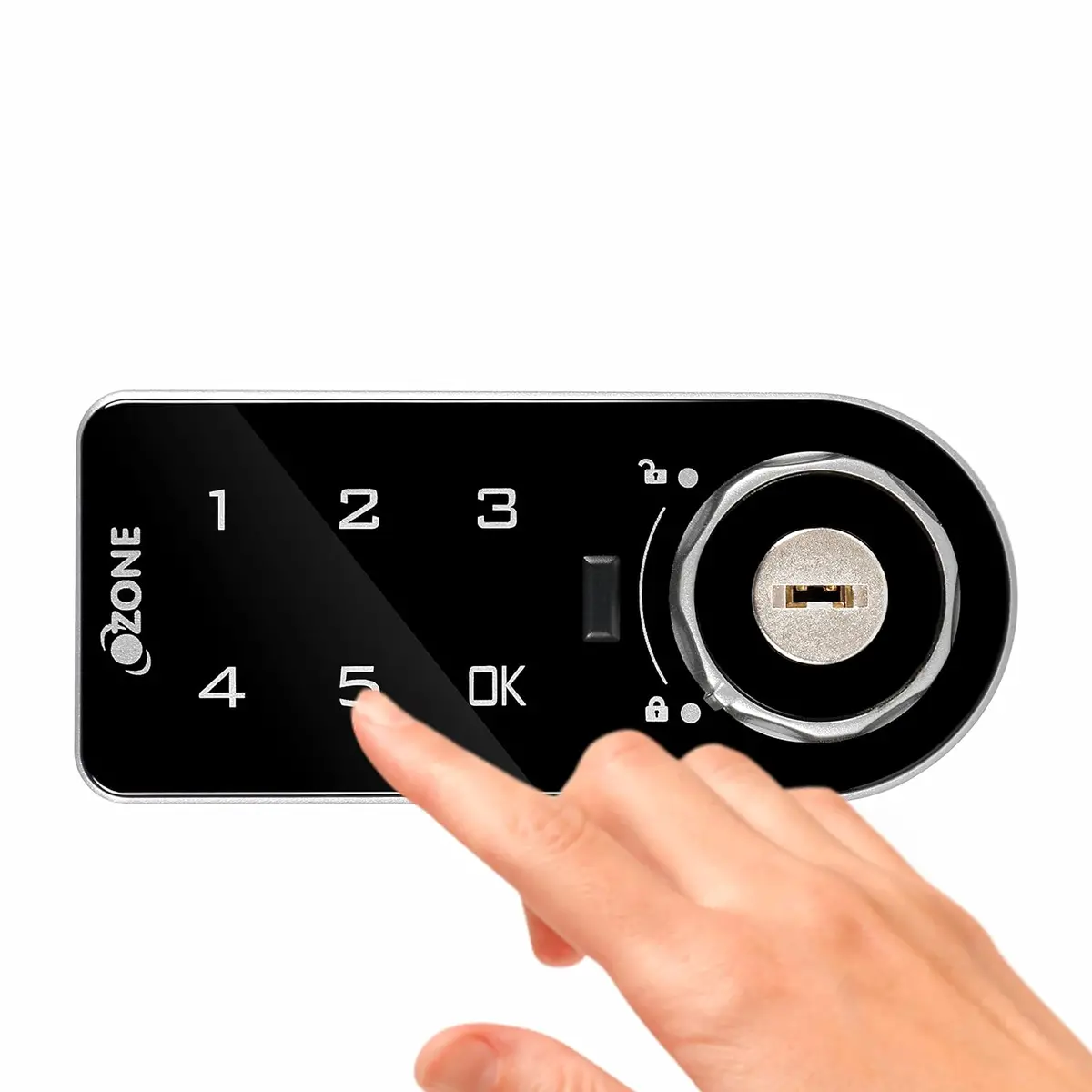 Ozone Rectangular And Handy, Fingerprint And Key Access, Manual Locking System, Smart Furniture Lock (Black) (Password & Key (Horizontal)) 1
