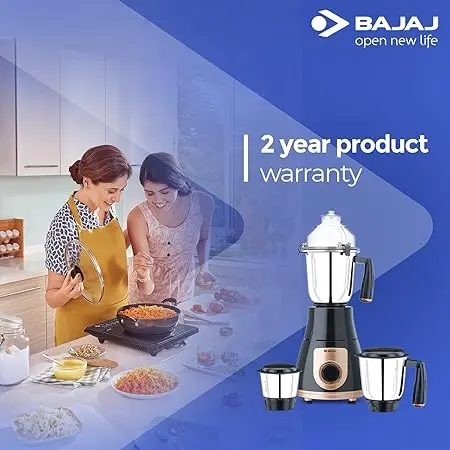 Bajaj Gx-3701 750W Mixer Grinder With Nutri-Pro Feature, 3 Jars, Black 1