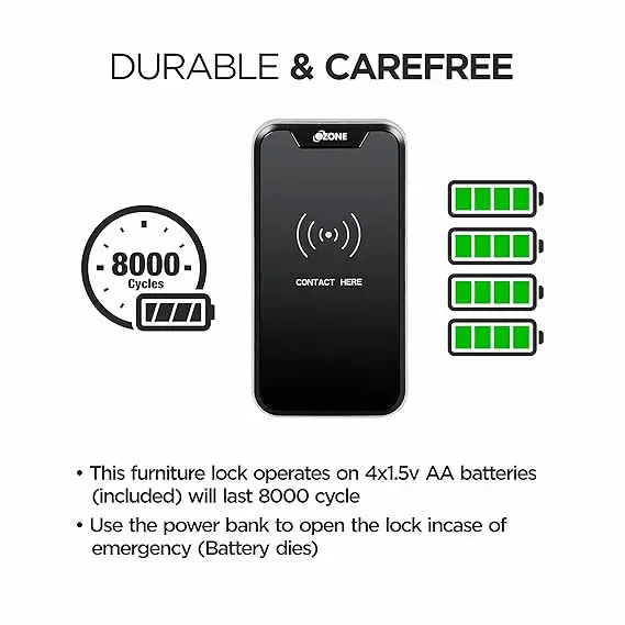 Ozone Electronic Digital Mobile App Fingerprint Password Rfid Card Furniture Lock (Black) (Rfid) 2