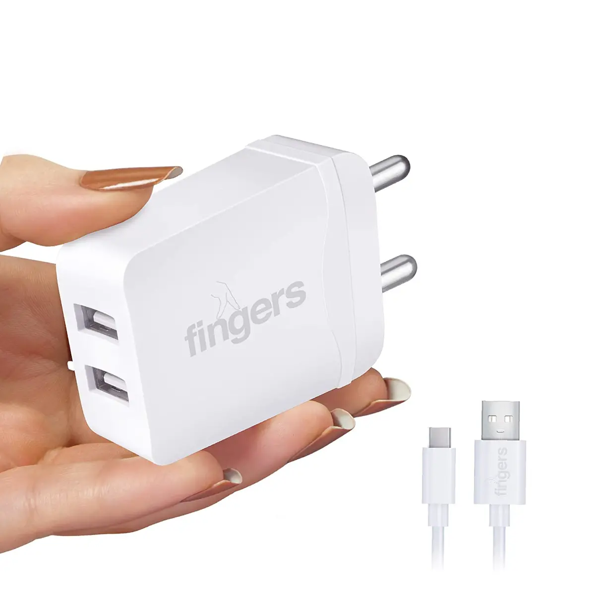 Fingers 12 W Pa-Dualusb Power Mobile Adapter With Type-C Cable (Dual Usb Ports Bis Certified) 1