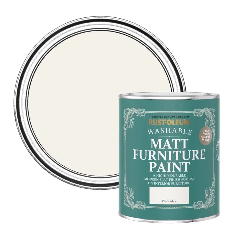 Rust Oleum Matt Furniture Paint - Chalk White 750Ml 1