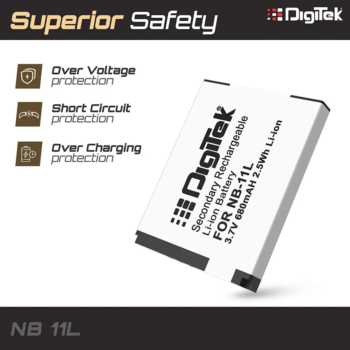 Digitek® Nb-11L Lithium-Ion Rechargeable Battery For Dslr Camera, Compatibility - Ixus 125Hs, 240Hs, Powershot A1200, A2200, A2300, A2400, A3200, A3300 Is, A3400 Is (Nb-11L) (6 Month Warranty) 2